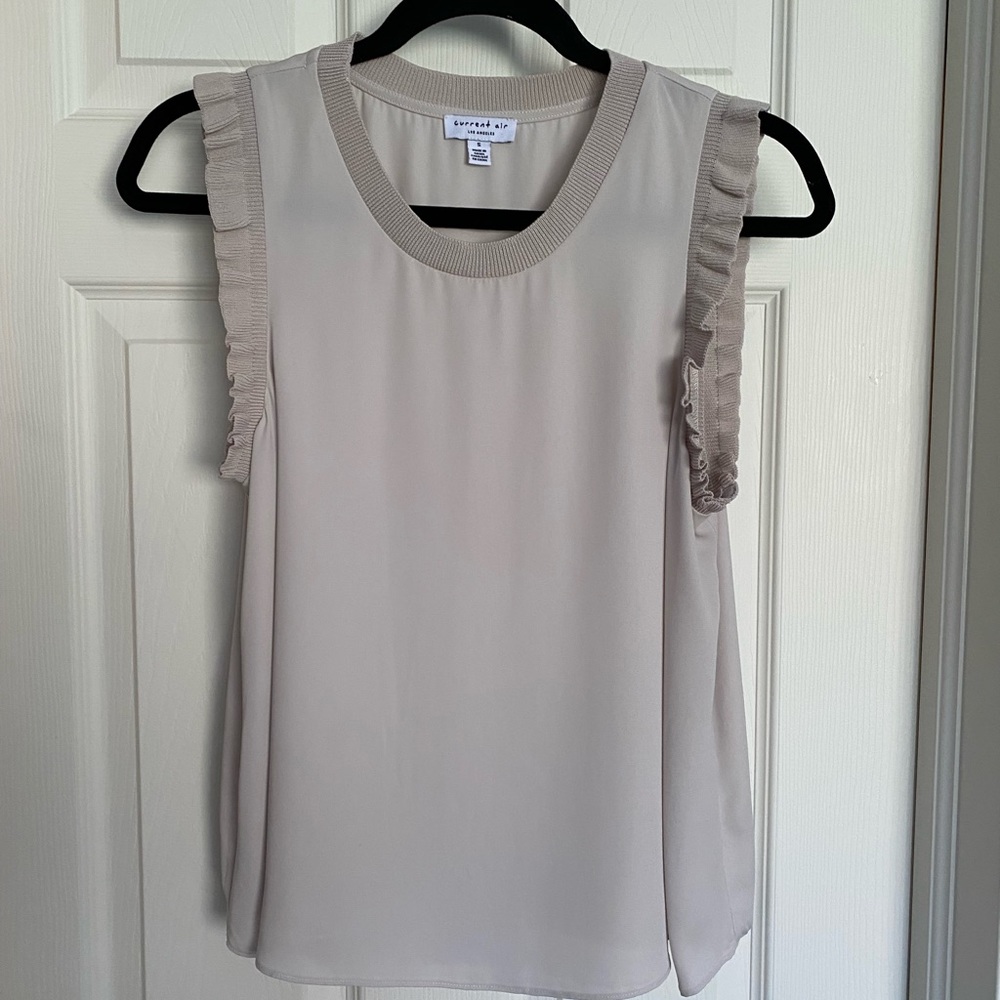 Adorable semi sheer sleeveless top, size S.  Looks cute with white pants/shorts